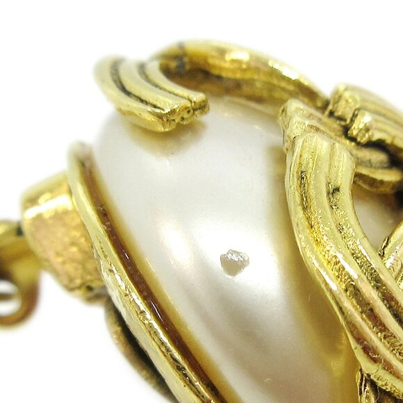 Chanel Triple CC Artificial Pearl Button Earrings Clip-On Gold 94A 70221 - Picture 4 of 4